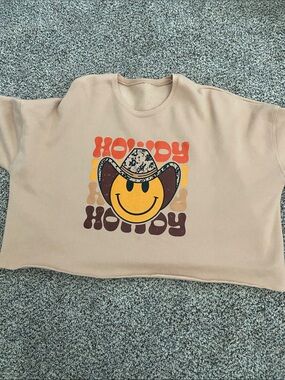 Beige 'Howdy' Smiley Cowboy Sweatshirt